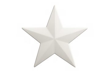 Minimalist white star shape against transparent backdrop, versatile graphic design element