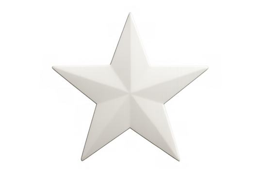 Minimalist white star shape against transparent backdrop, versatile graphic design element