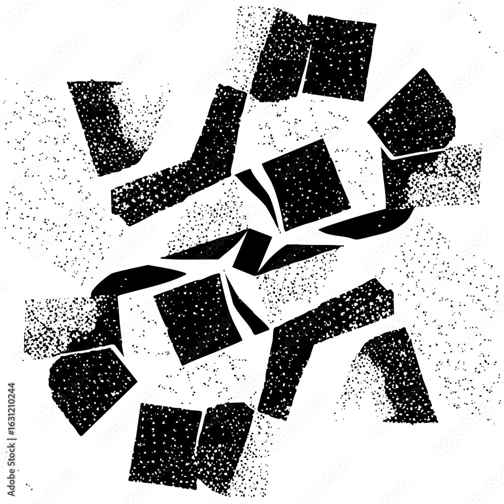 Aufkleber vector abstract fragmented letterform with distressed texture.