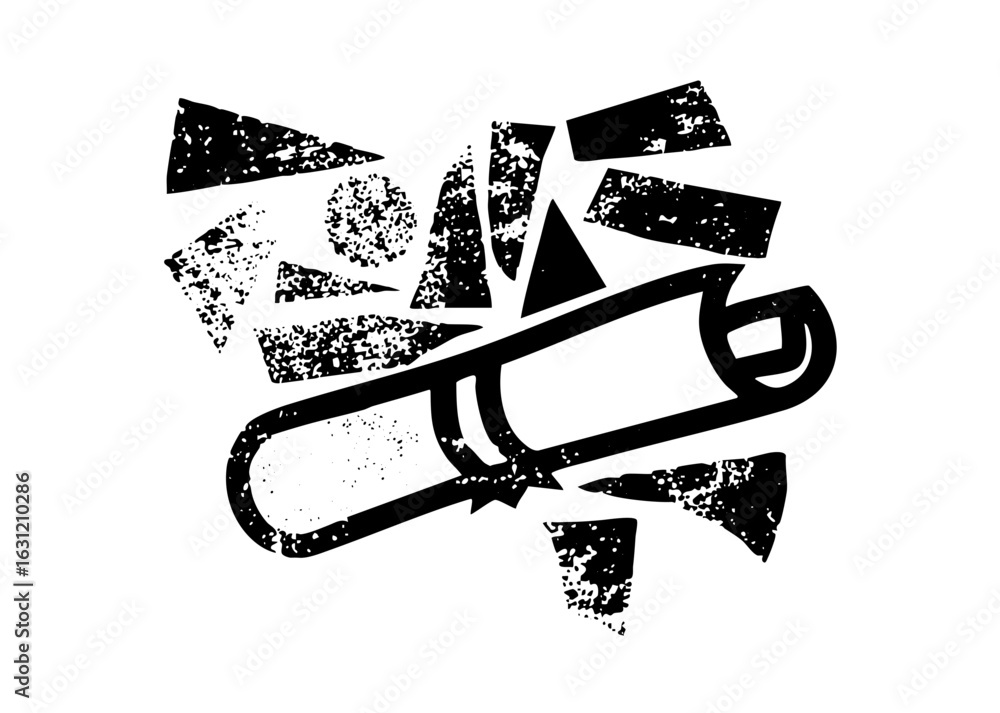 Poster Vector Abstract trombone with fragmented shapes.