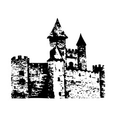 Vector Detailed monochrome with towers and walls.