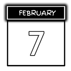 black color calendar frame February month date 7