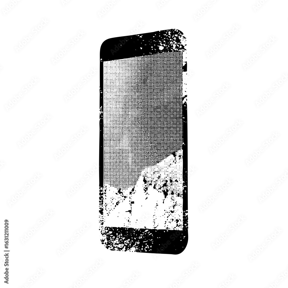 Poster vector distressed smartphone with halftone texture.