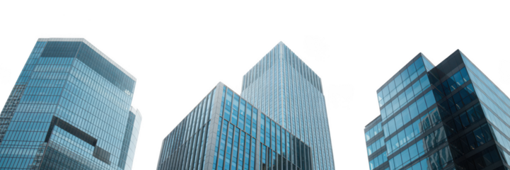 Modern architectural towers with unique facades isolated on transparent background