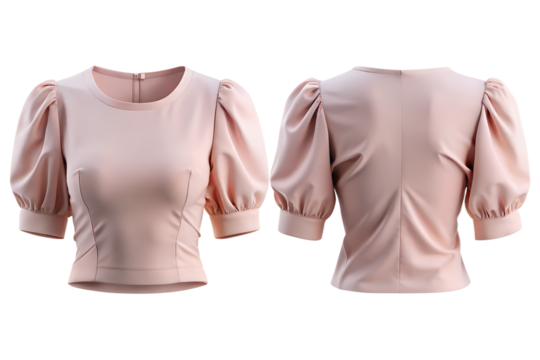 Elegant pink puff sleeve top showcasing stylish fashion design and modern silhouette for women's apparel