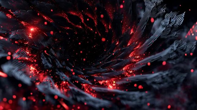 a floral-shaped tornado composed of radial geometric patterns, slow elegant rotation, cinematic glow and realism