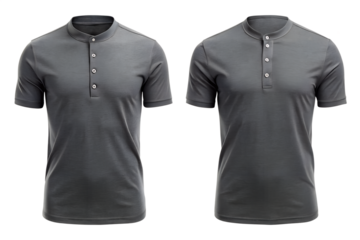 Sleek charcoal grey henley shirt design showcasing modern style and comfortable fit for men's fashion