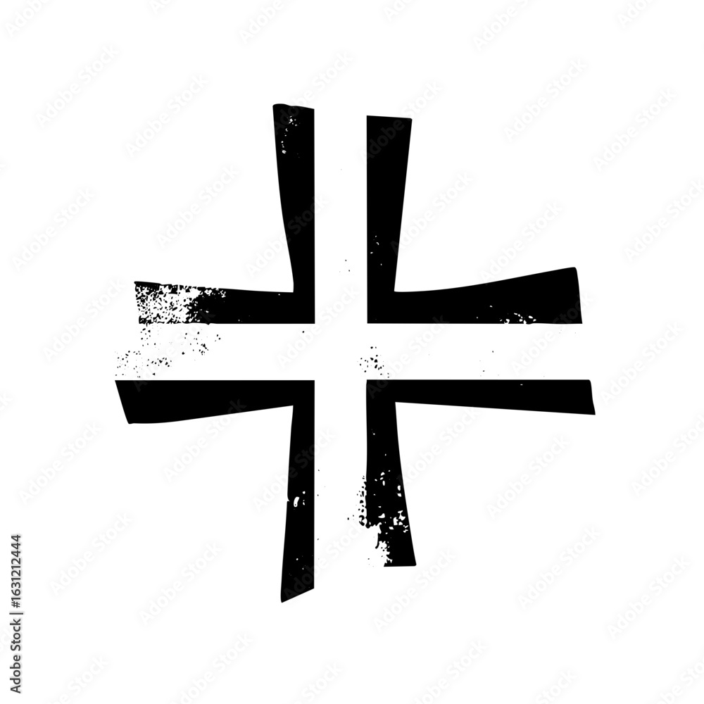 Poster vector abstract cross symbol with distressed texture.