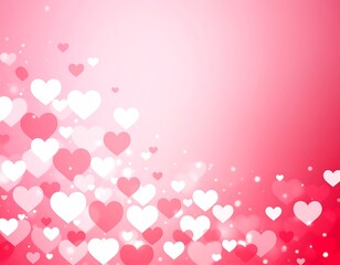Pink gradient background with scattered glowing hearts