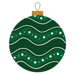 Green Wavy Lines Christmas Tree Ball Decoration Holiday Season Ornament Design