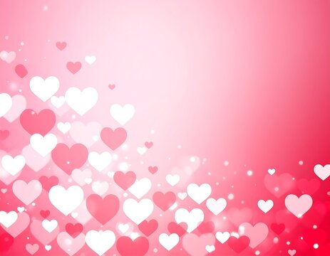 Pink gradient background with scattered glowing hearts