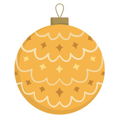 yellow rounded cartoon Christmas Tree Ball Decoration with some Wavy Lines illustration