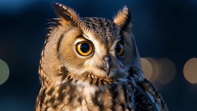 Majestic owl portrait golden eyes bird wildlife nature animal predator feathers beak wings close-up detail macro nocturnal hunter wild avian