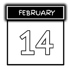 black color calendar frame February month date 14
