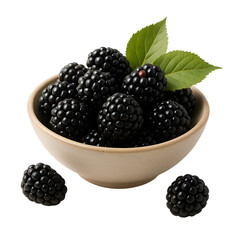 Fresh blackberries in a bowl with leaves a delicious healthy treat