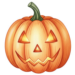 A carved pumpkin with a mischievous expression, featuring sharp eyes and a jagged grin, embodying the spirit of Halloween.