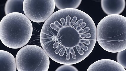 Microscopic view biological cells cell biology science structure nucleus membrane cytoplasm organelle research medical health disease infection virus bacteria molecule - Powered by Adobe