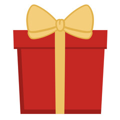 Red Birthday and Christmas Gift Box With Yellow Bow Cartoon Drawing