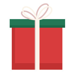 Red Green Present With White Ribbon for Christmas Gift illustration clipart
