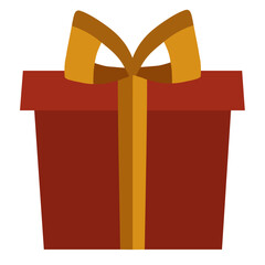 Cartoon Red Present Box With Yellow Ribbon for Christmas decorative illustration art