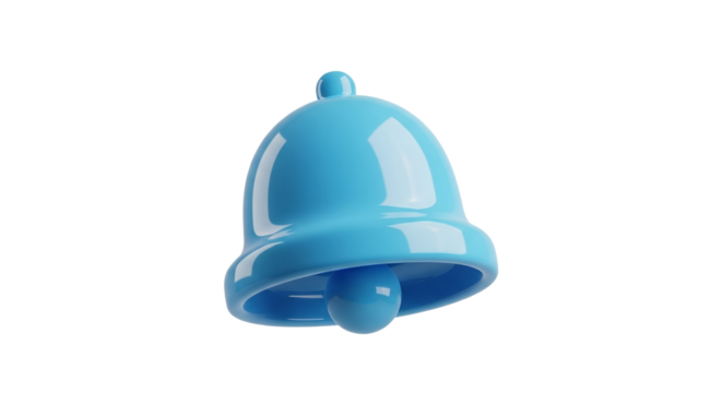 Glossy Blue Notification Bell Icon on White Background for Alerts and Updates in Minimalist Style