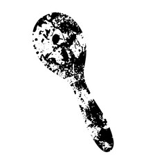 Vector Distressed black spoon with a textured handle.