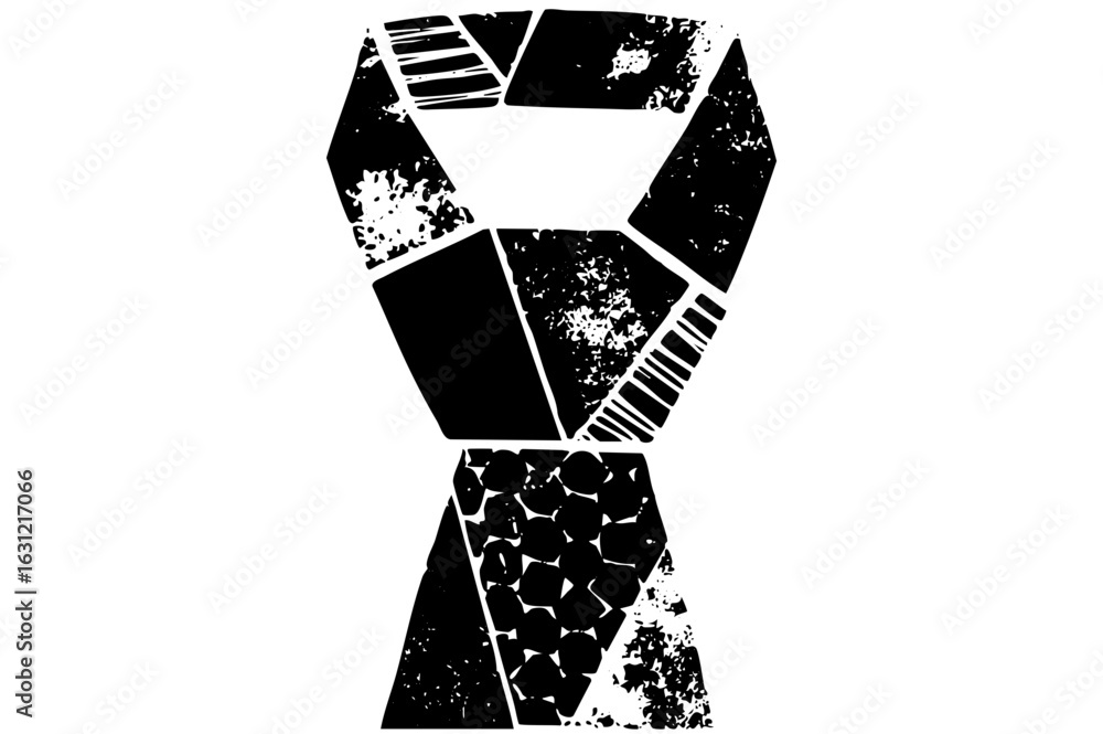 Poster vector abstract number eight composed of distressed geometric shapes.