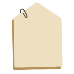 simple nude brown blank memo pad tag with paperclip doodle illustration