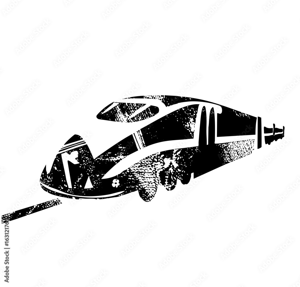Poster vector stylized vehicle features a sleek angular with a prominent spoiler.