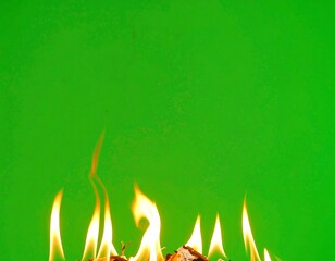 Burning paper flames on green screen