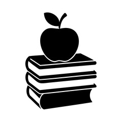Stack of Books with an Apple on Top Representing Education and Learning Knowledge