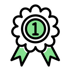 Achievement Recognition Emblem Icon from Training Collection (Outline Color Lineal Style)