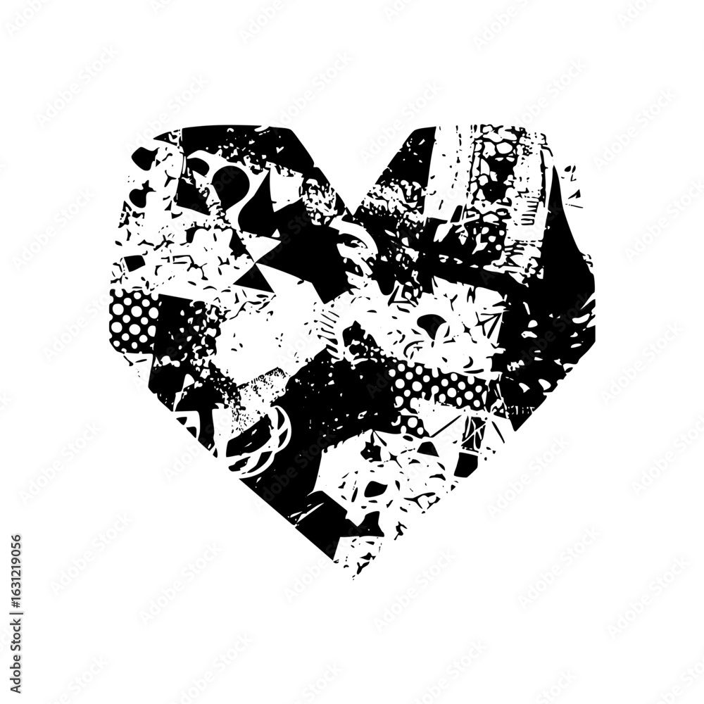 Aufkleber vector abstract heart composed of fragmented geometric shapes.