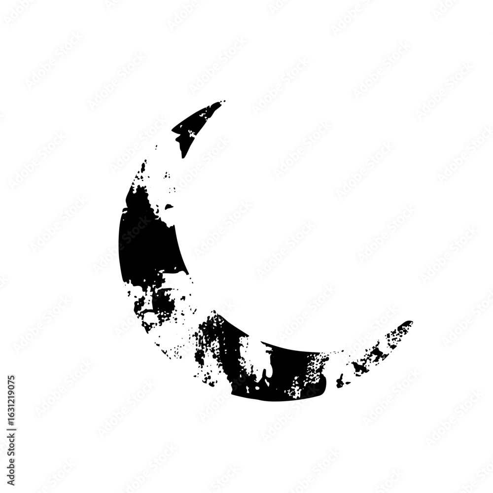 Poster vector abstract black shape with textured edges.