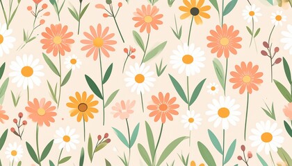 Vivid Seamless Botanical Illustration