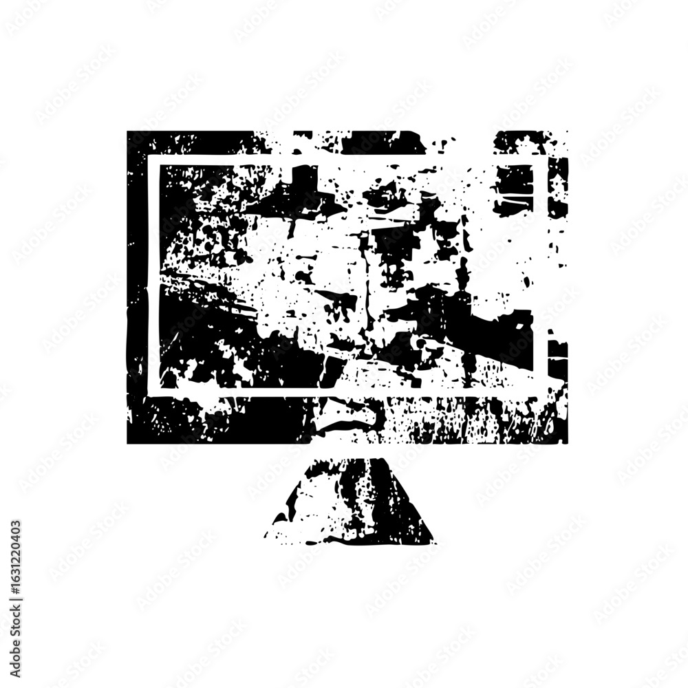 Poster vector abstract monitor with distressed texture.