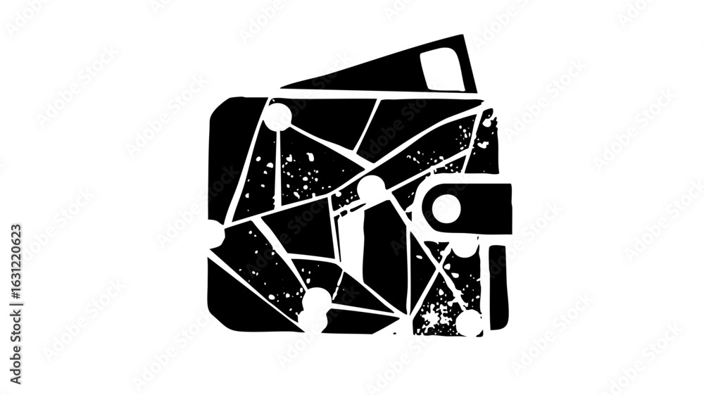 Poster vector abstract wallet with geometric shapes and circles.