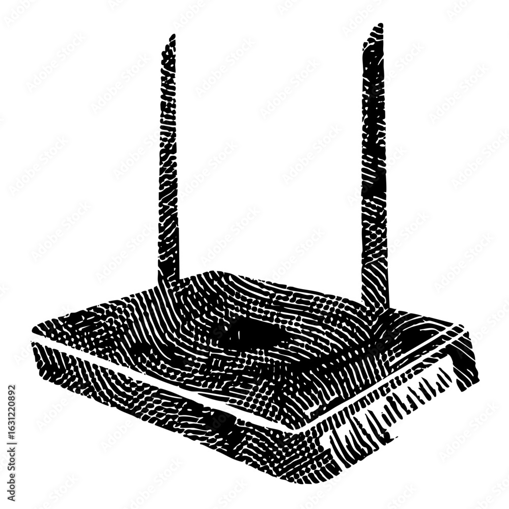 Poster vector fingerprint router illustrates network security