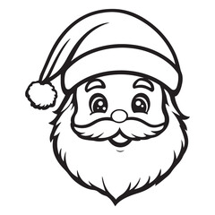 Obraz premium christmas santa head line art silhouette vector illustration