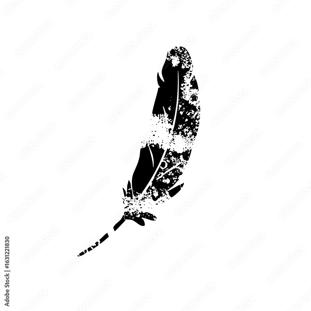 Poster vector elegant black feather with dissolving effect.