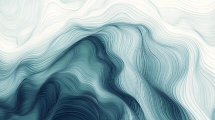 Obraz premium Abstract teal and white wavy lines flowing design art