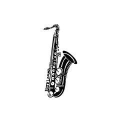 Vector Detailed vector of a golden saxophone instrument.