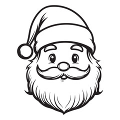 Obraz premium christmas santa head line art silhouette vector illustration