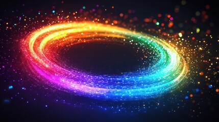 Abstract swirling rainbow circle
