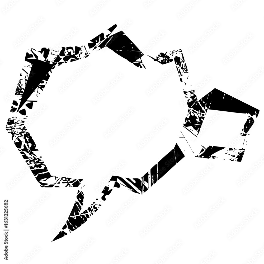 Poster vector abstract figure with raised arms and fragmented form.