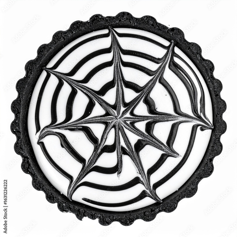 Poster detailed black and white abstract circular design with a geometric pattern