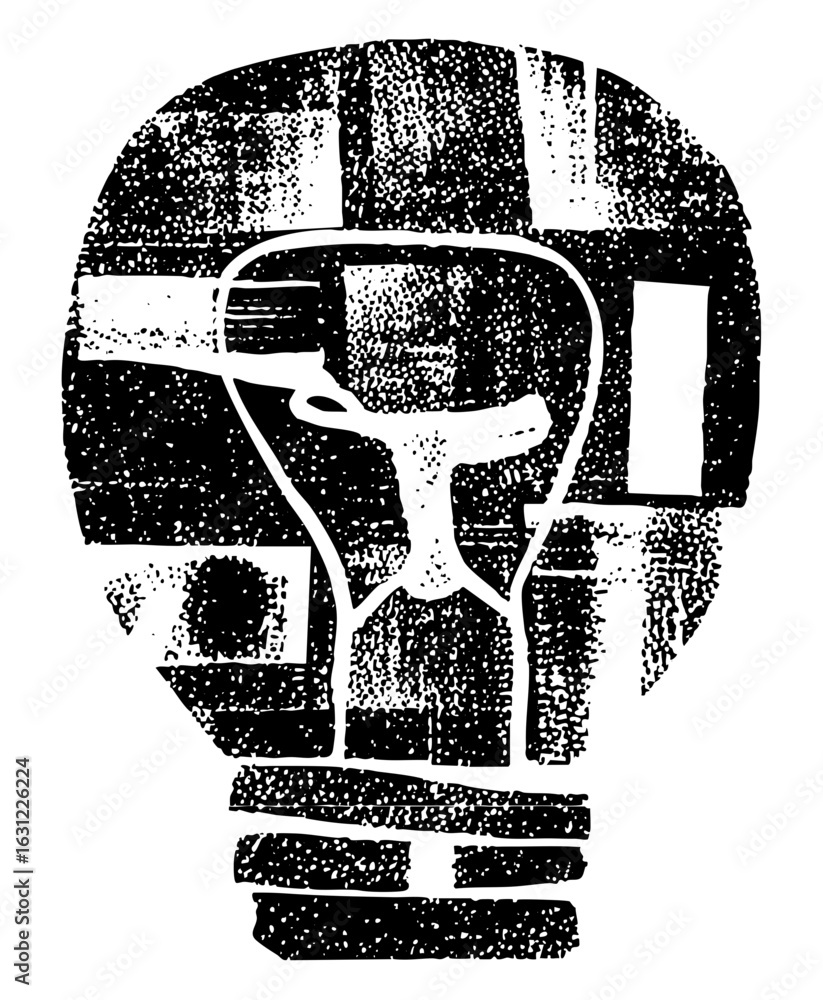 Poster vector intricate lightbulb combines with skull imagery in a bold .