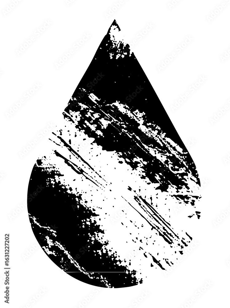 Poster vector abstract droplet shape with dynamic brushstroke textures.
