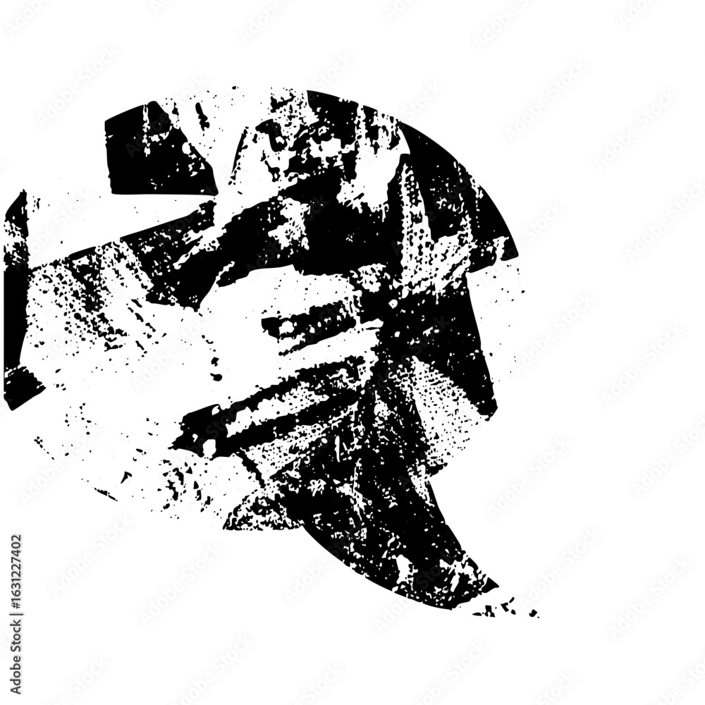 Aufkleber vector abstract portrait of a face in distressed monochrome vector style.