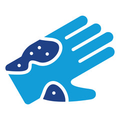 Dirty Gloves Glyph Blue Silhouette Icon Design Vector - Used medical gloves with visible dirt or germs, illustrating contamination or hygiene failure